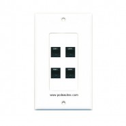 Placa Tapa 4 Jacks RJ45 Cat5e en ABS